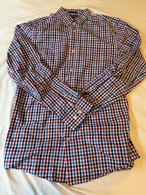Banana Republic Red, Blue & White Checked Button-Down Shirt